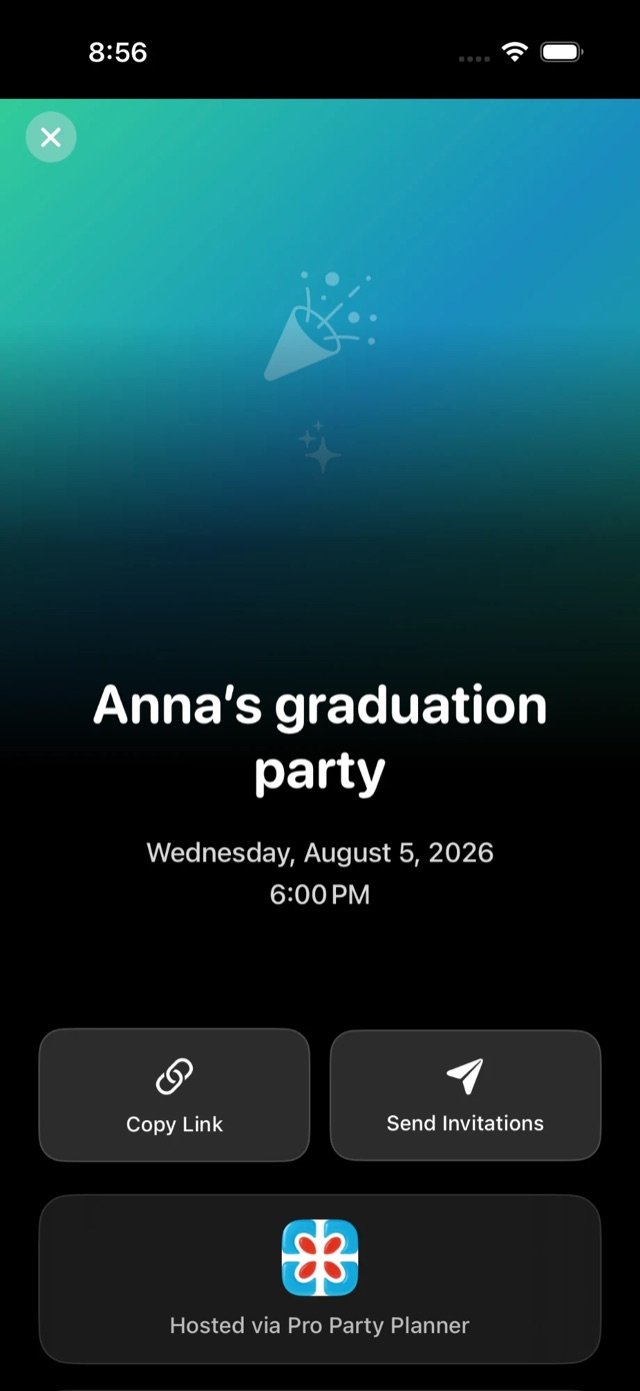 Invitation preview before a cover photo is added